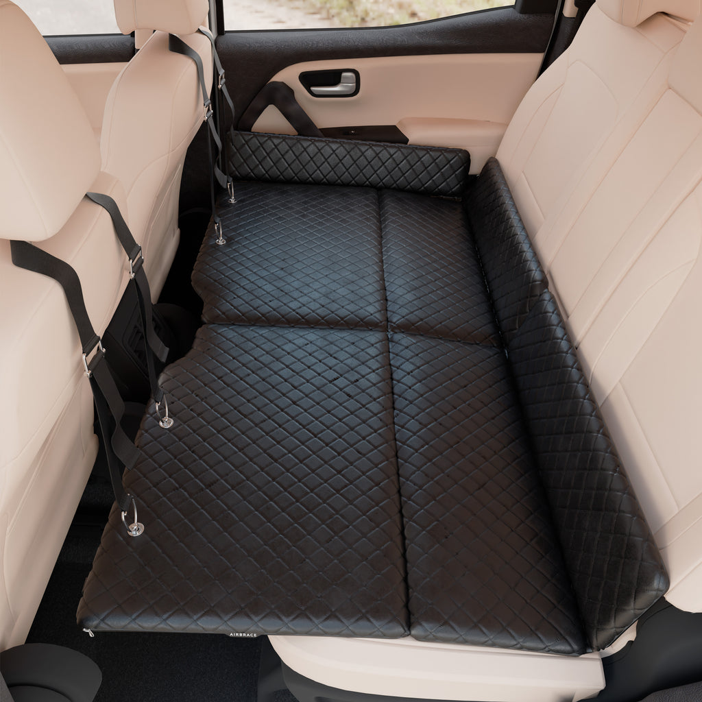 AIRBRACE Fabric Foldable Car Bed With Wooden Base (Non-Inflatable Type)