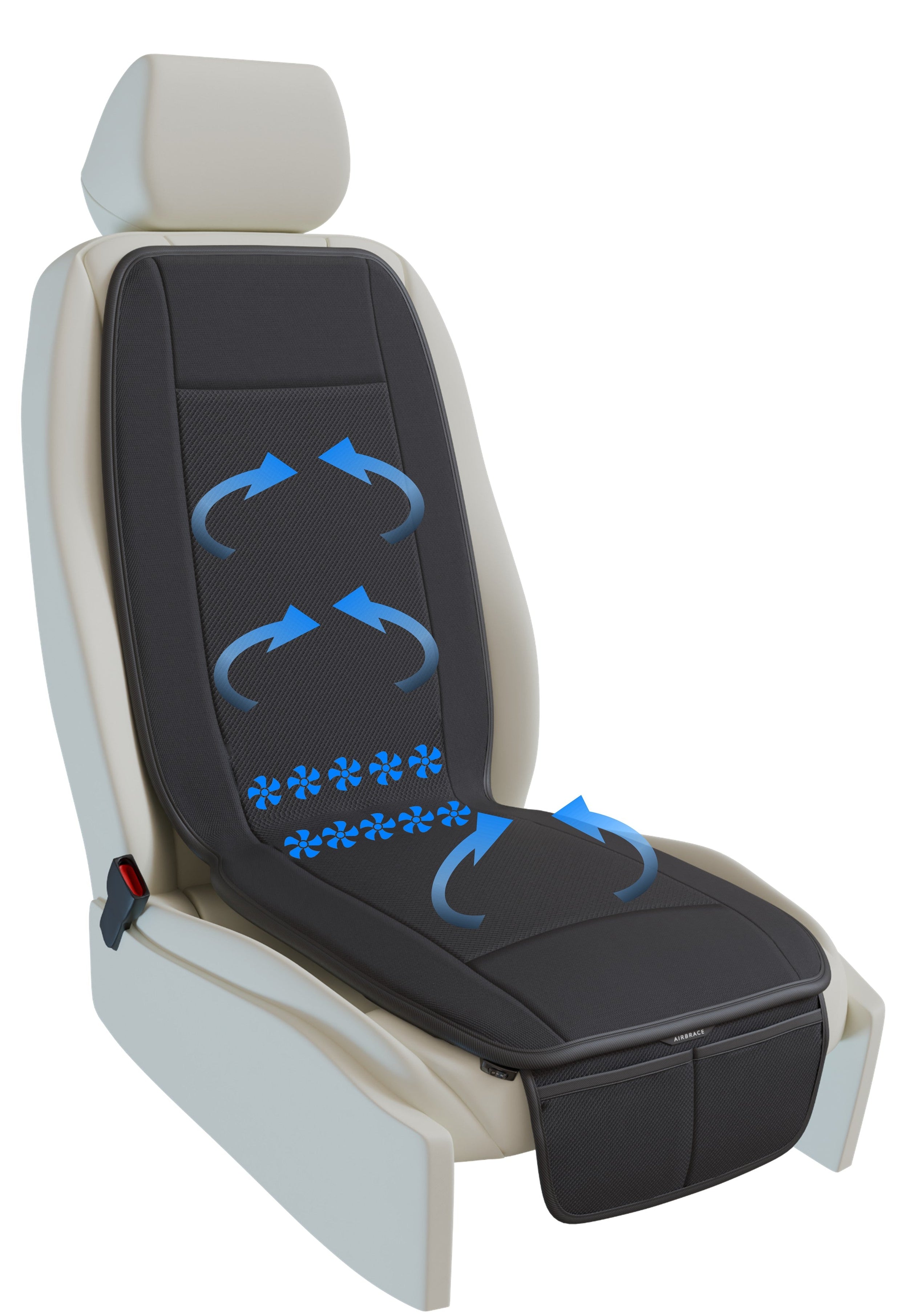 Apron Pro (2025 Model) | 10x Inbuilt Fan Fitted Ventilated Seat Cushion | Cooling Seat Cushion | Car Accessory | Suitable for All Cars (Black)