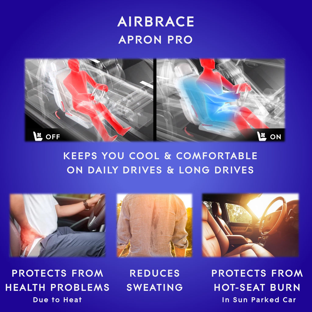 Apron Pro (2025 Model) | 10x Inbuilt Fan Fitted Ventilated Seat Cushion | Cooling Seat Cushion | Car Accessory | Suitable for All Cars (Black)